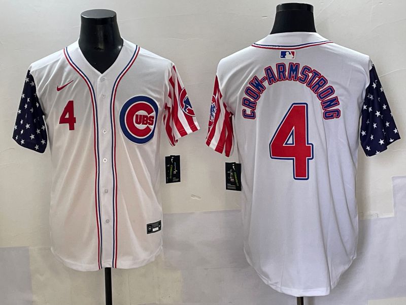 Men 2025 Chicago Cubs #4 Crow-Armstrong White a generation of national flags Joint Name Nike MLB Jersey style 4